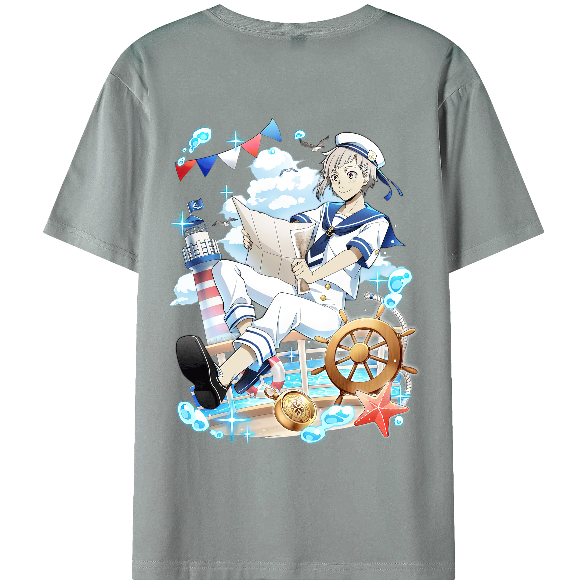（画像用） 文豪ストレイドッグス Bungo Stray Dogs 綿100％ メンズ半袖Tシャツ（バックプリント） 通気性